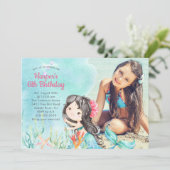 マーメイドお洒落フォト誕生日招待状 招待状 (スタンド正面)