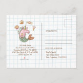 マーメイドお洒落ユニコーン誕生日招待状 インビテーションポストカード (裏面)