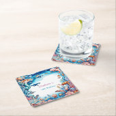 マーメイドお洒落レインボー海の誕生日パーティー スクエアペーパーコースター (インサイチュ)