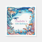 マーメイドお洒落レインボー海の誕生日パーティー スタンダードカクテルナプキン (正面)
