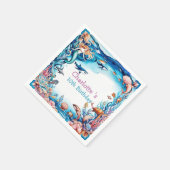 マーメイドお洒落レインボー海の誕生日パーティー スタンダードカクテルナプキン (角)