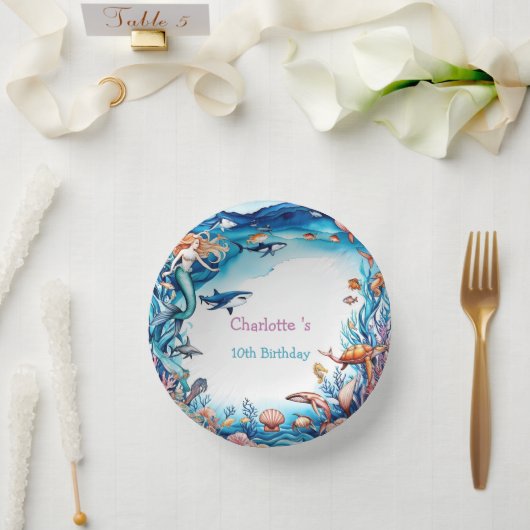 マーメイドお洒落レインボー海の誕生日パーティー ペーパーボウル (ウェディング)