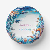 マーメイドお洒落レインボー海の誕生日パーティー ペーパーボウル (正面)