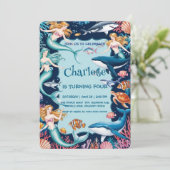 マーメイドお洒落レインボー海の誕生日パーティー 招待状 (スタンド正面)