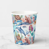 マーメイドお洒落レインボー海の誕生日パーティー 紙コップ (左)