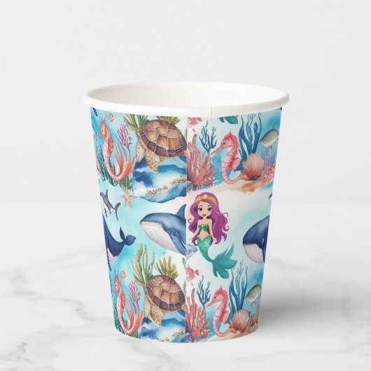 マーメイドお洒落レインボー海の誕生日パーティー 紙コップ (右)