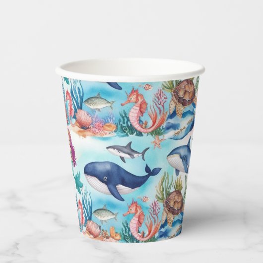 マーメイドお洒落レインボー海の誕生日パーティー 紙コップ (正面)