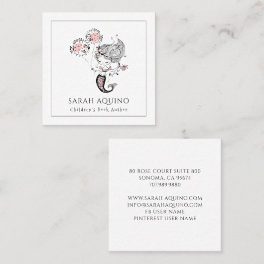 マーメイドお洒落子供向け本作家 スクエア名刺 (正面/裏面)