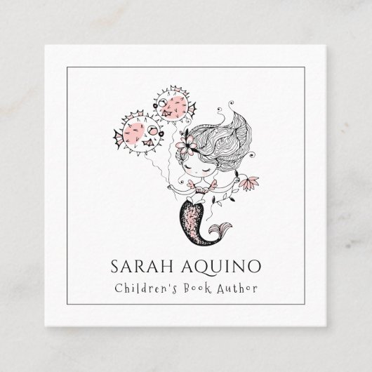 マーメイドお洒落子供向け本作家 スクエア名刺 (正面)