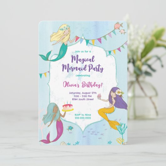 マーメイドお洒落誕生日パーティー 招待状 (スタンド正面)