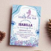 マーメイドお洒落1歳の誕生日招待状 招待状