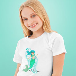 マーメイドかわいいガーリーグリーンTシャツ Tシャツ