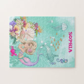 マーメイドかわいいグリーンスターフィッシュパーソナルジグソーパズル ジグソーパズル (横)