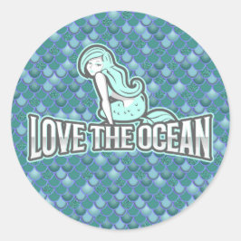 マーメイドかわいいブルークラシックの丸シール ラウンドシール