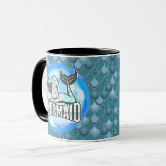 マーメイドかわいいブルーマグカップ マグカップ (正面左)