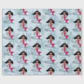 マーメイドかわいい女の子お洒落雪片 ラッピングペーパー (フラット)