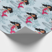 マーメイドかわいい女の子お洒落雪片 ラッピングペーパー (角)