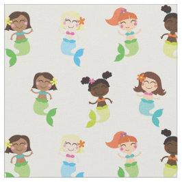 マーメイドかわいい漫画キッズプリント生地 ファブリック