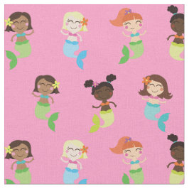 マーメイドかわいい漫画キッズプリント生地 ファブリック