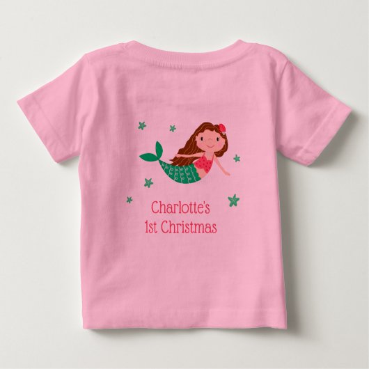 マーメイドかわいい1stクリスマス ベビーTシャツ (裏面)