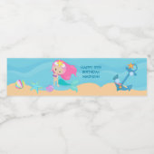 マーメイドかわいらしガールカスタム子供の誕生日パーティー ペットボトルラベル (シングルラベル)