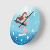 マーメイドかわいらしガールズベッドルームデコールウォールクロック ラウンド壁時計 (傾斜)