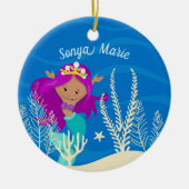 マーメイドかわいらしガール海子カスタムビーチ セラミックオーナメント (正面)