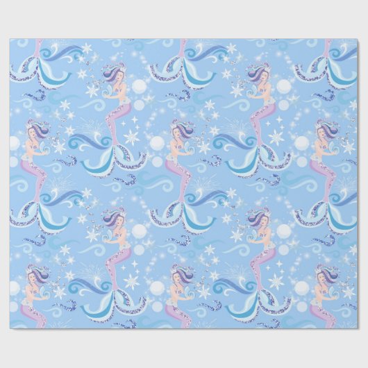 マーメイドかわいらしグリッタースパークル ラッピングペーパー (フラット)