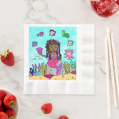 マーメイドかわいらしトロピカルテーマ誕生日 縁ありランチョンナプキン (インサイチュ)