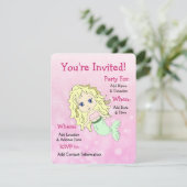 マーメイドかわいらしバースデーパーティ招待状 招待状 (スタンド正面)