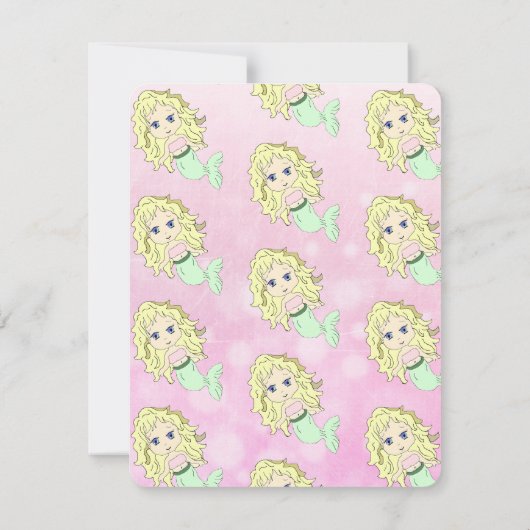 マーメイドかわいらしバースデーパーティ招待状 招待状 (裏面)