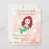 マーメイドかわいらしバースデーパーティ招待状 招待状 (正面)