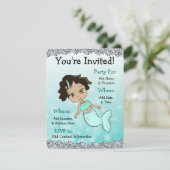 マーメイドかわいらしバースデーパーティ招待状 招待状 (スタンド正面)