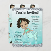 マーメイドかわいらしバースデーパーティ招待状 招待状 (正面/裏面)
