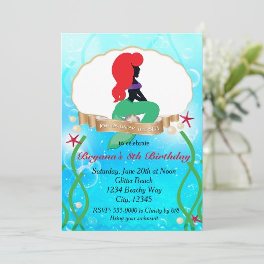 マーメイドかわいらしビーチアンダーシーパーティの招待状 招待状 (スタンド正面)
