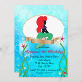 マーメイドかわいらしビーチアンダーシーパーティの招待状 招待状 (正面/裏面)