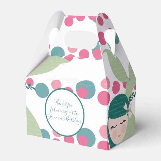 マーメイドかわいらしピンクとグリーン紙吹雪 フェイバーボックス (正面サイド)