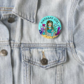 マーメイドかわいらし誕生日ガール 缶バッジ (インサイチュ)