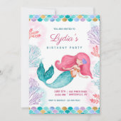 マーメイドかわいらし誕生日パーティー 招待状 (正面)