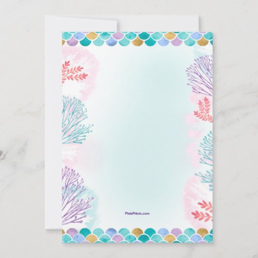マーメイドかわいらし誕生日パーティー 招待状 (裏面)