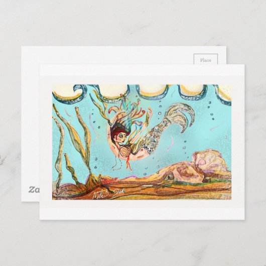 マーメイドが実行 ポストカード (正面/裏面)