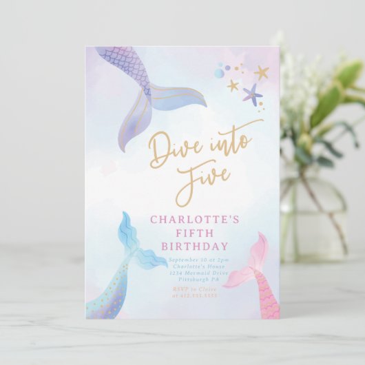マーメイドが誕生日パーティーの招待状に飛び込む 招待状 (スタンド正面)