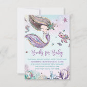 マーメイドが赤ちゃんシャワー囲いカード用の本を持って来る 招待状 (正面)