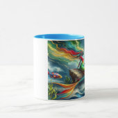 マーメイドが36x24に囲まれお洒落た岩に座る マグカップ (中央)