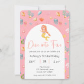 マーメイドが5つの誕生日写真に飛び込む 招待状 (正面)