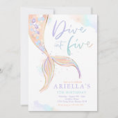 マーメイドが5歳の誕生日パーティーにダイビング 招待状 (正面)