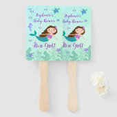 マーメイドその女の子の赤ちゃんシャワーパーソナライズされた ハンドファン (正面&裏面)