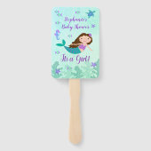 マーメイドその女の子の赤ちゃんシャワーパーソナライズされた ハンドファン (裏面)