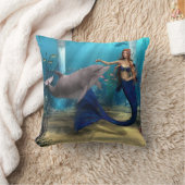 マーメイドとイルカ クッション (ブランケット)
