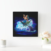 マーメイドとイルカ スクエア壁時計 (ホーム)